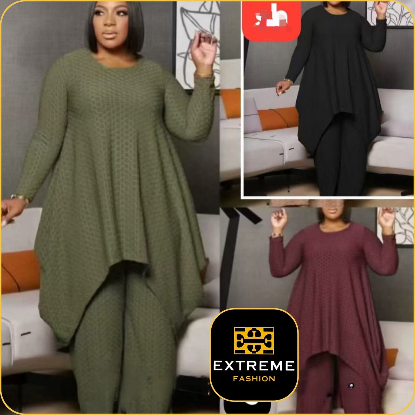 elegent stripe detailed 2pc set