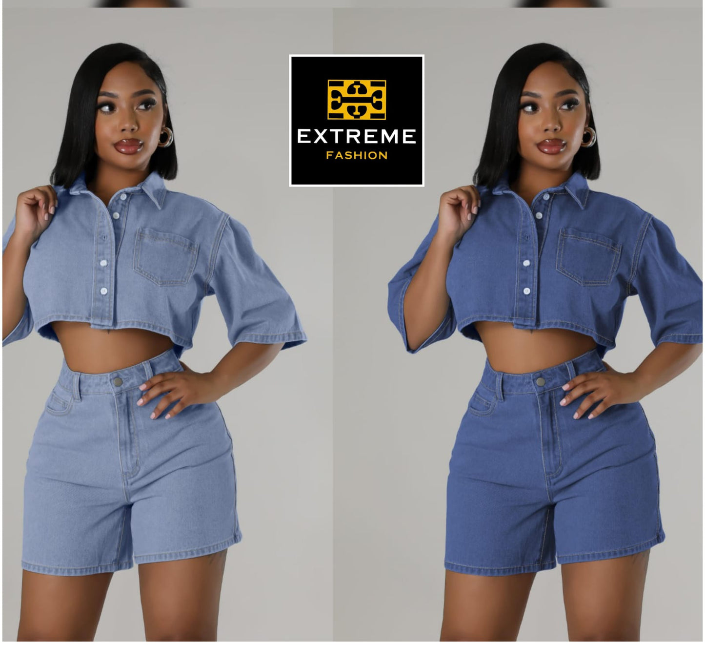 mini denim 2pc short