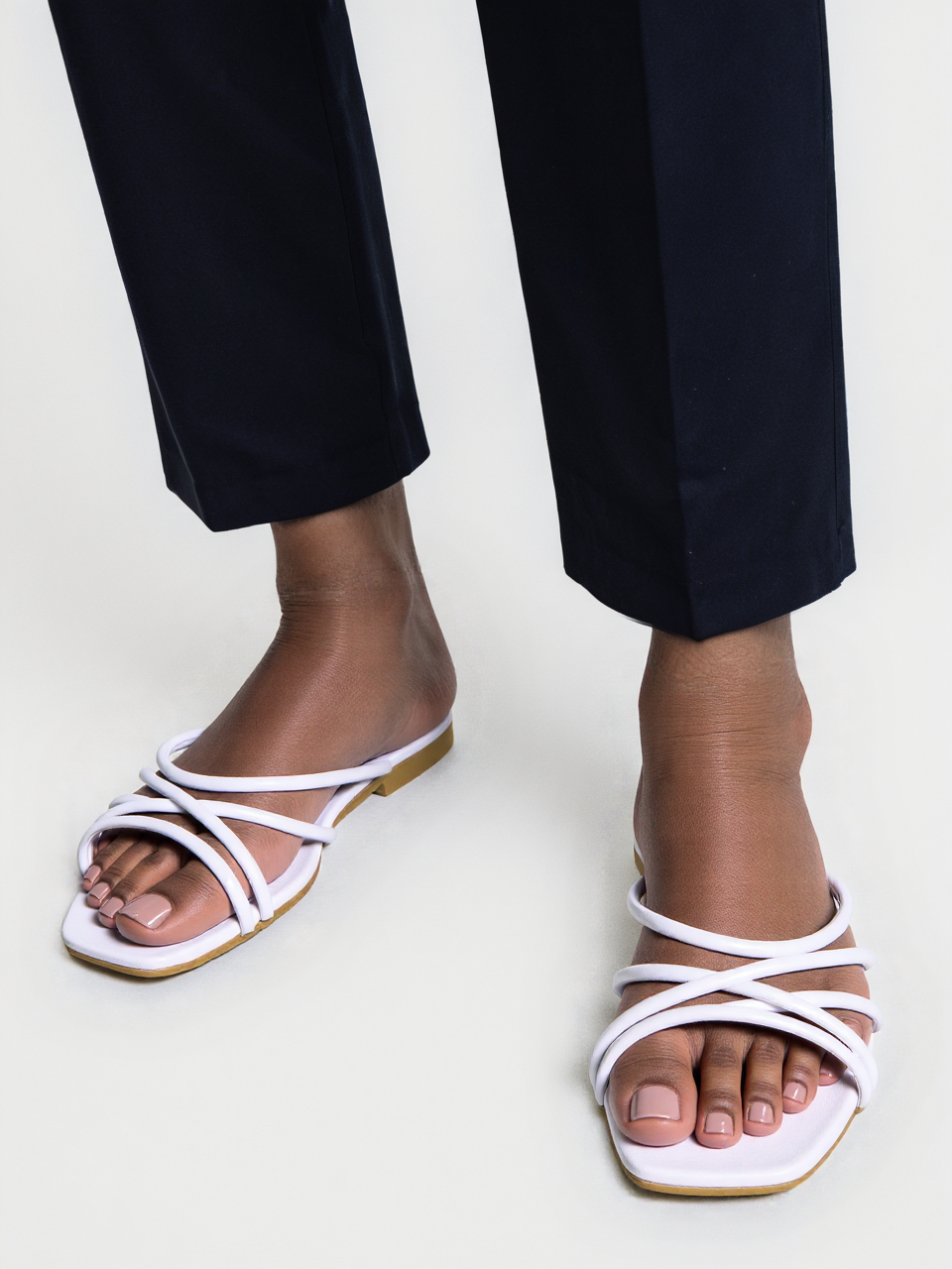 Flat Multi Strap Push In Sandal