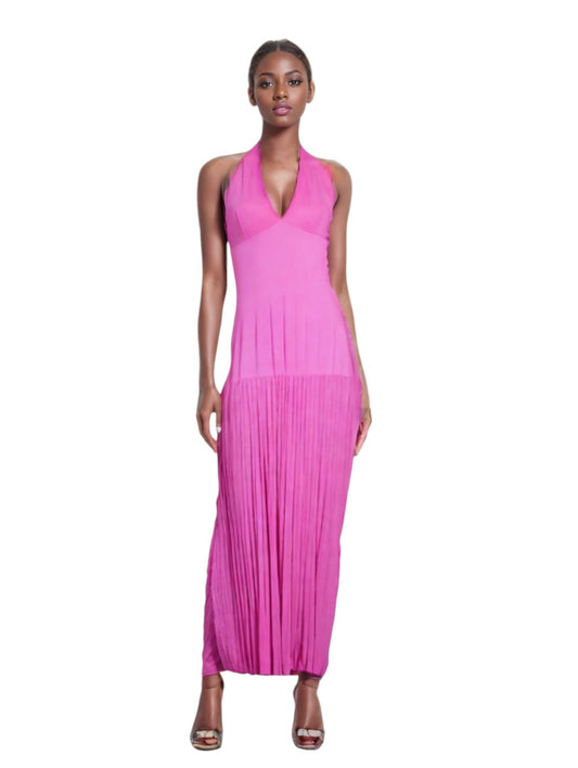 Halter Neck Backless Knit Maxi Dress