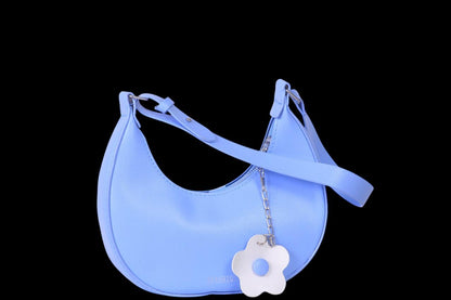 Flower Pendant Half Moon Underarm Bag