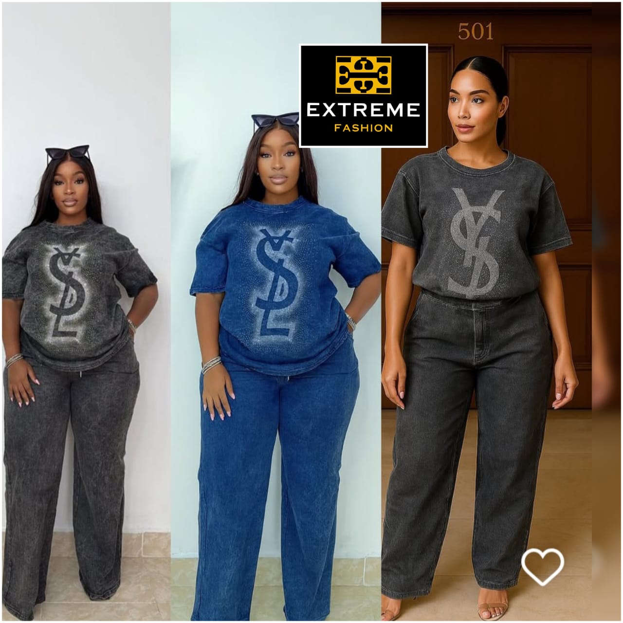 stretch denim 2pc set